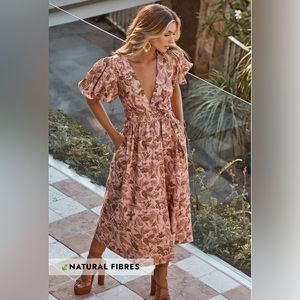 Amalie The Label Franc Midi Wrap Dress in Vahala print